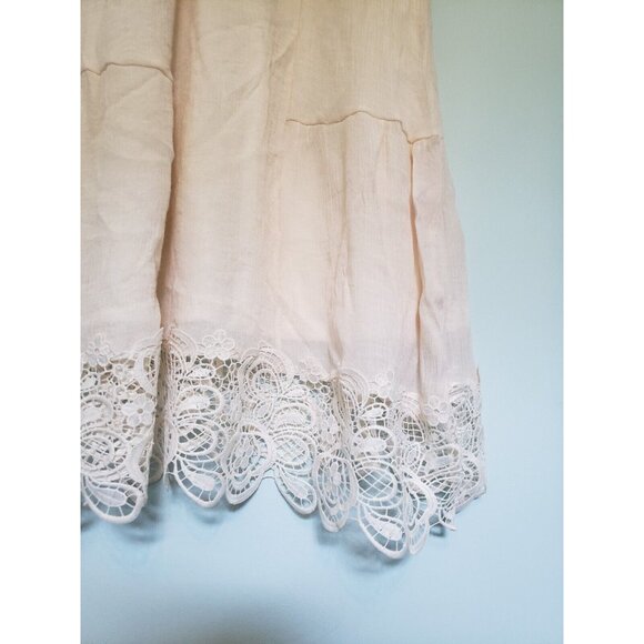 Rebellion Again Womens M Tank Mini Dress Sleeveless Cream Floral Lace Gauzy Boho - Picture 6 of 6